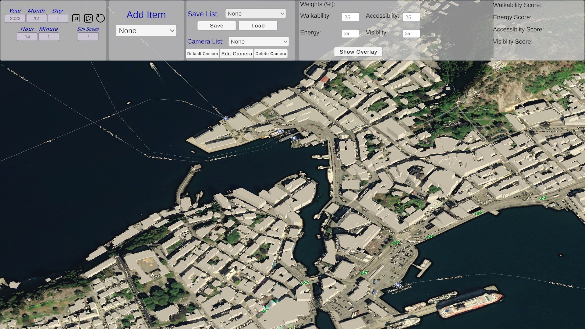 Accessibility heatmap overlay on Ålesund